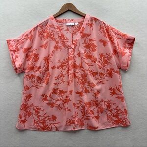 BELLE by Kim Gravel Women’s 1X Effortless Chic Summer Bloom Blouse